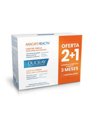 DUCRAY ANACAPS REACTIV 30 CAPS 3 CAJAS