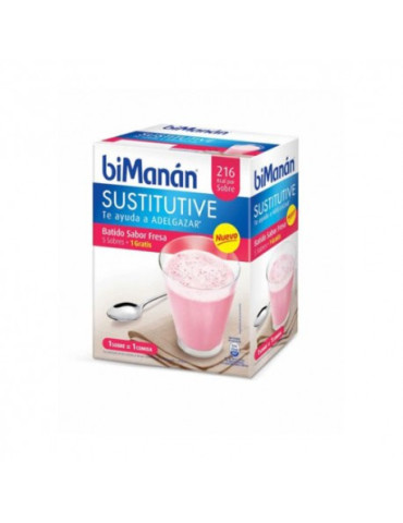 BIMANAN SUSTITUTIVO BATIDO DE FRESA 6 SOBRES
