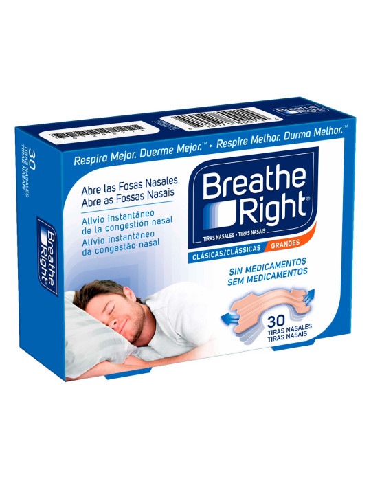 BREATHE RIGHT TIRAS NASALES GRANDE 30 UNID COLOR