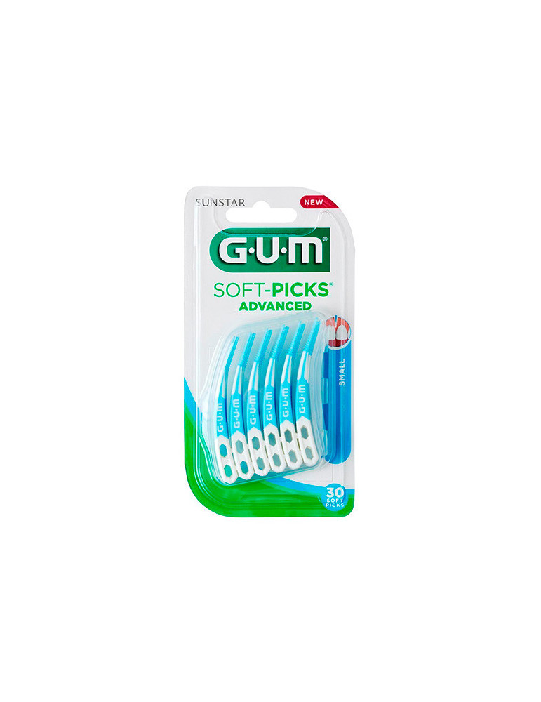 GUM SOFT PICKS ADVANCED 30U SMALL AZULCLARO