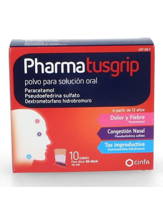 PHARMATUSGRIP 500/30/15 MG 10 SOBRES POLVO SOLUC