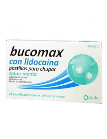 BUCOMAX LIDOCAINA 24 PASTILLAS PARA CHUPAR MENTA