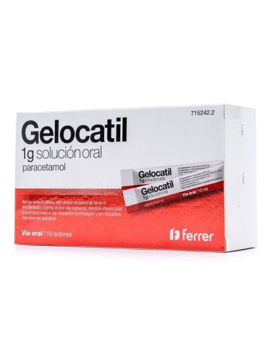 GELOCATIL 1 G 10 SOBRES SOLUCION ORAL SIN AGUA