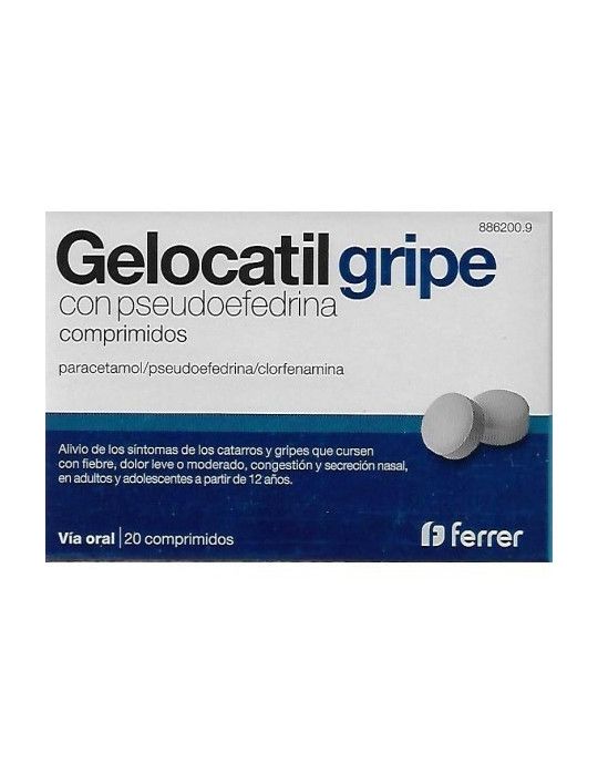 GELOCATIL GRIPE PSEUDOEFEDRINA 20 COMPRIMIDOS