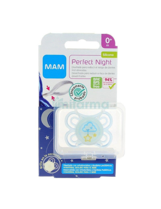 CHUPETE SILICONA MAM PERFECT 0+ M AZUL