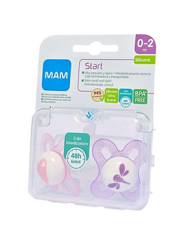 CHUPETE SILICONA MAM START 0-2 M 2U ROSA