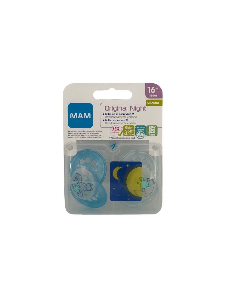 CHUPETE SILICONA MAM ORIGINAL NIGHT +16 M 2U