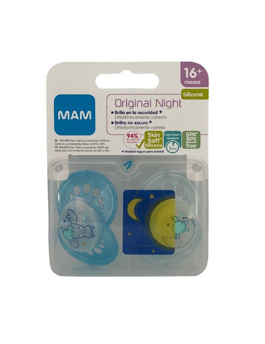 CHUPETE SILICONA MAM ORIGINAL NIGHT +16 M 2U