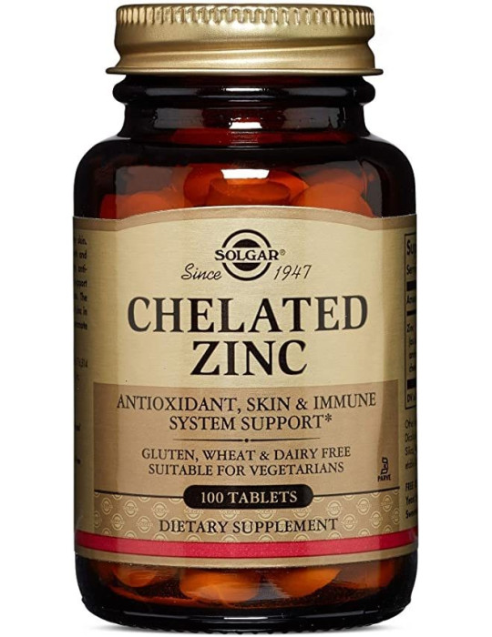 100800 SOLGAR CHELATED ZINC QUELADO 100 CAPS