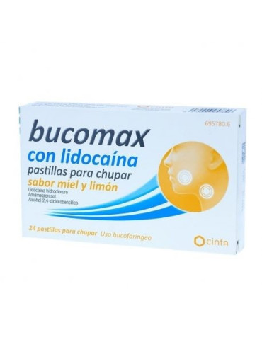 BUCOMAX LIDOCAINA 24 PASTI PARA CHUPA LIMON MIEL